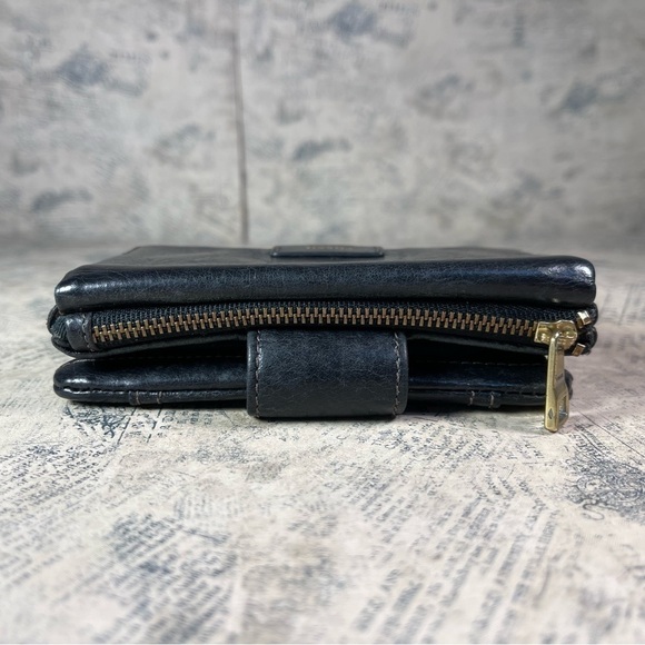 Fossil Black Distressed Buffalo Leather Women's Wallet Multifunctional - Picture 6 of 13